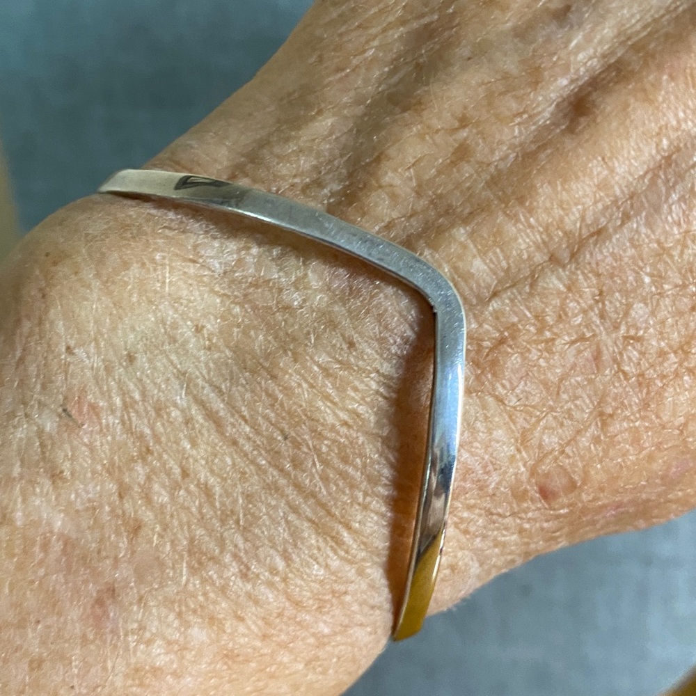 Mexico TA-86 925 Sterling Silver Chevron V Cuff Bracelet | Minimalist Modern